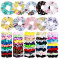 UNIQ bulk buy scrunchies  with hair ribbon elastic headband solid color chiffon  solid velvet Solid sati